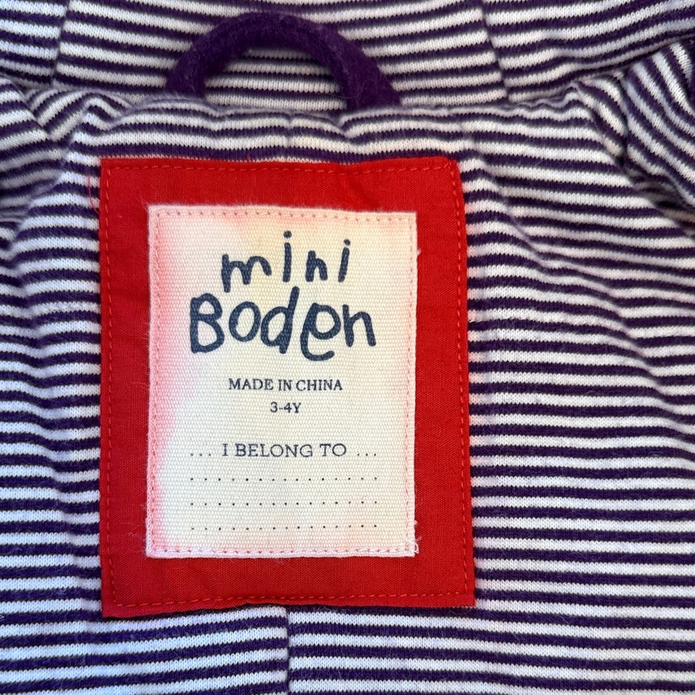 Boden Kids Purple Toggle Coat - Picture 2 of 4